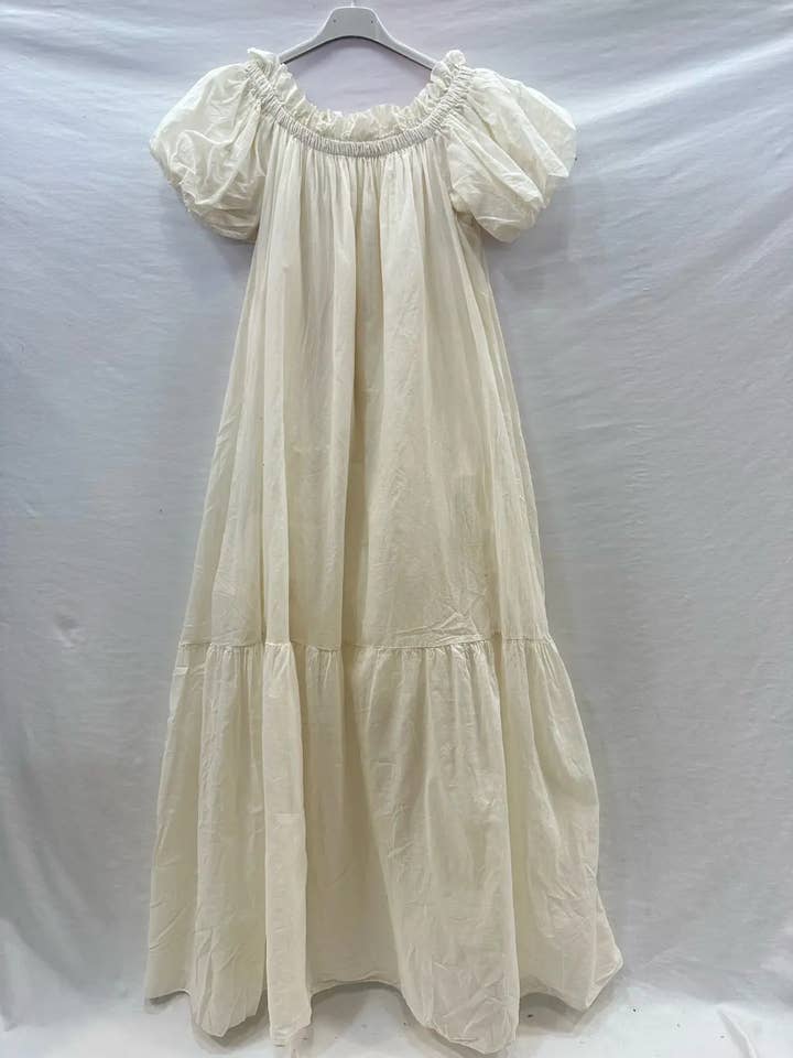 Mimi & Gogo - Wholesale Jurk - Dames - Lange Jurk van Katoenen Voile met Volants @27043_RLDouble