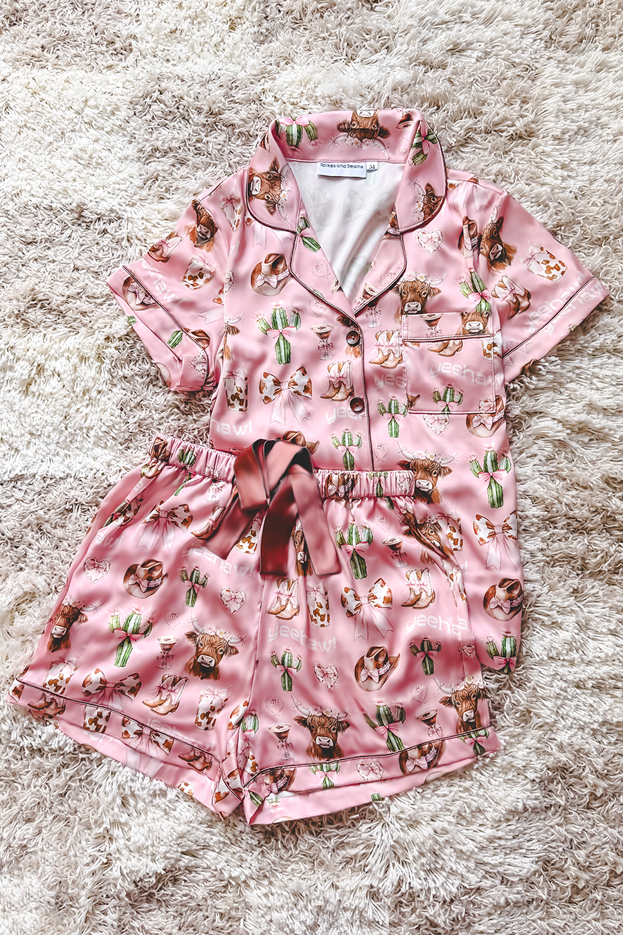 Spikes and Seams - Wholesale Sleepwear Set - Women's - Cowgirl Pajama Set, Western Sleepwear, Rodeo Pajamas, Cowboy7