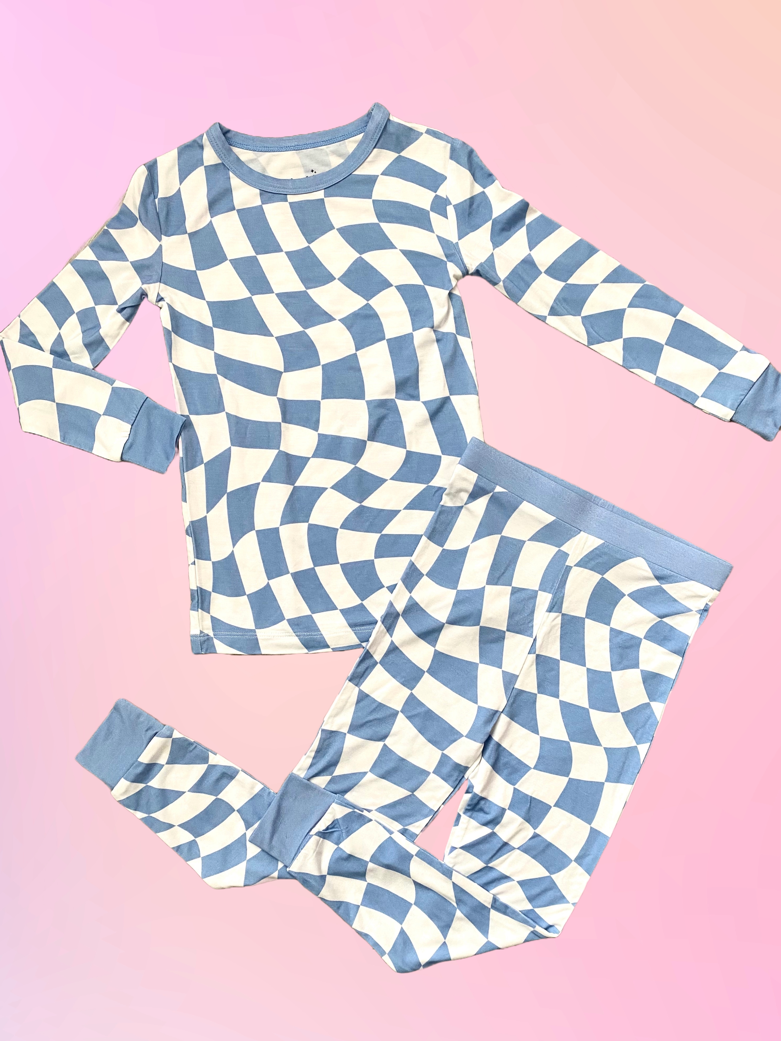 Gracie's Closet - Wholesale Sleepwear Set - Kids - Wavy Check 2-Piece Toddler Bamboo Set2