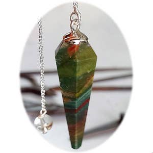 Faceted Sterling Pendulum - Green Aventurine for wholesale by Crystal Earth Sterling