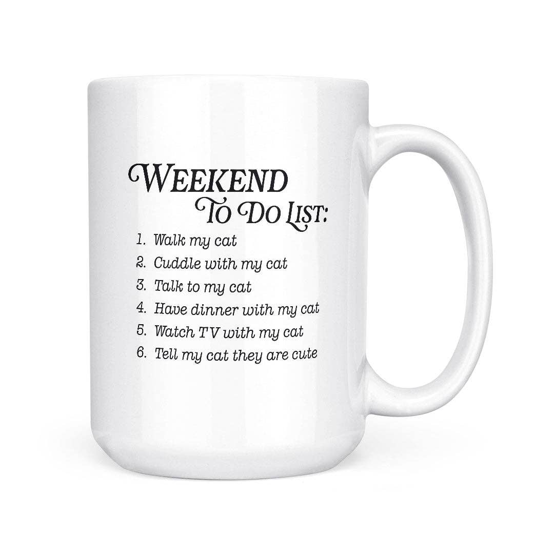 Pinetree Innovations Canada - Wholesale Coffee Mug - Weekend To Do List - Cats | 15oz Mug1
