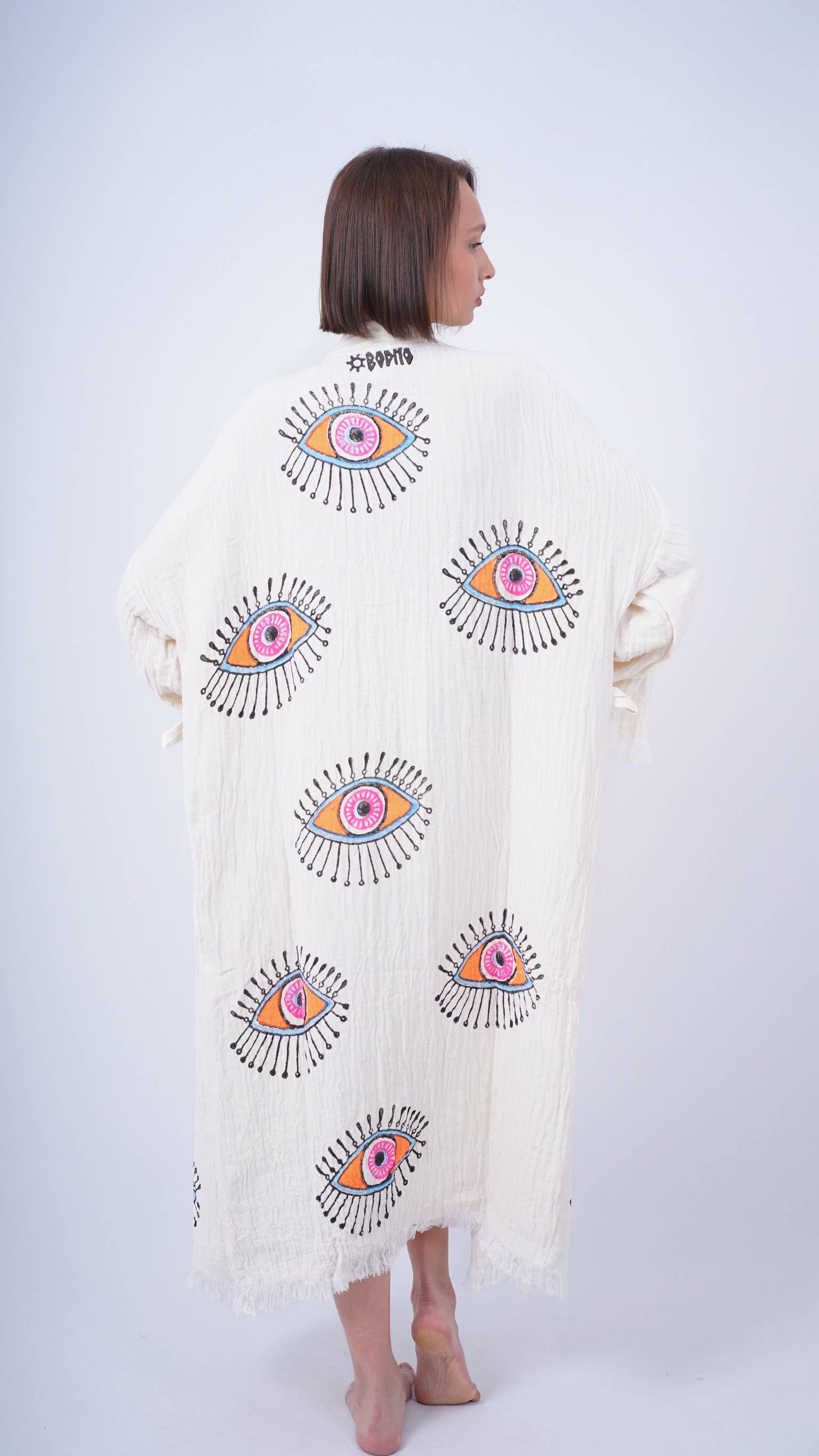 Bodho – Kimono - Mulher por atacado – Artesanal Evil Eye Festival de Boho Kimono, Boho Beachwear6