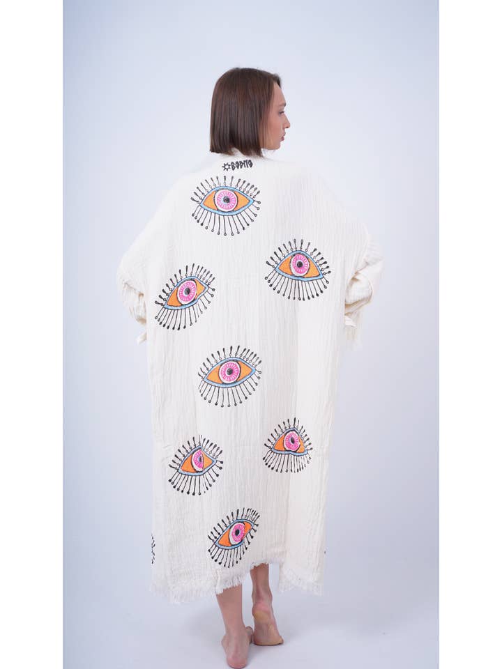 Bodho – Kimono - Mulher por atacado – Artesanal Evil Eye Festival de Boho Kimono, Boho Beachwear6