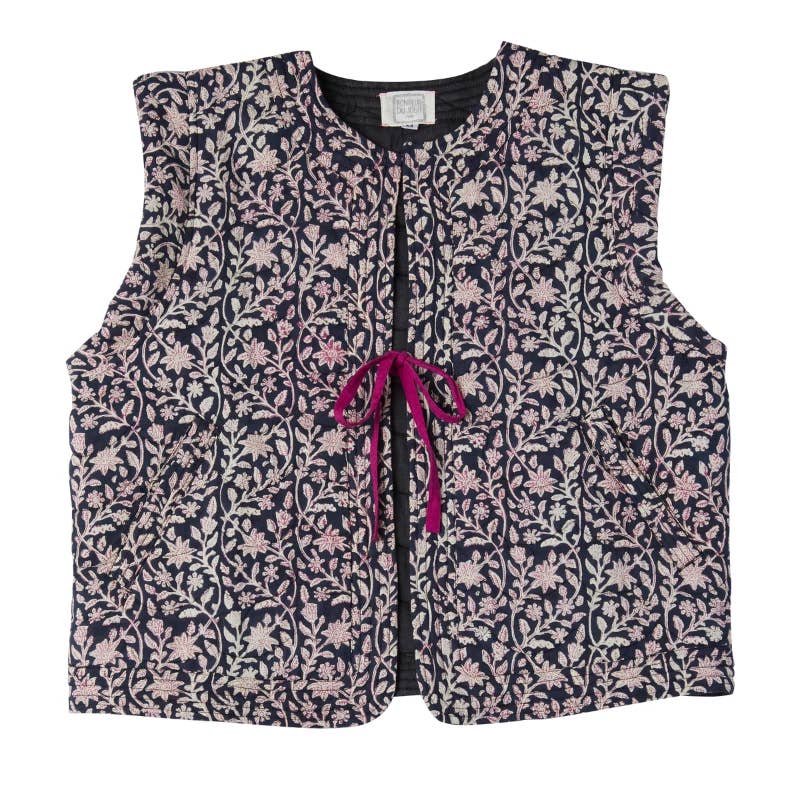 Bonheur du Jour - Wholesale Outerwear Vest - Women’s - Cherry Women's Sleeveless Jacket - Indigo