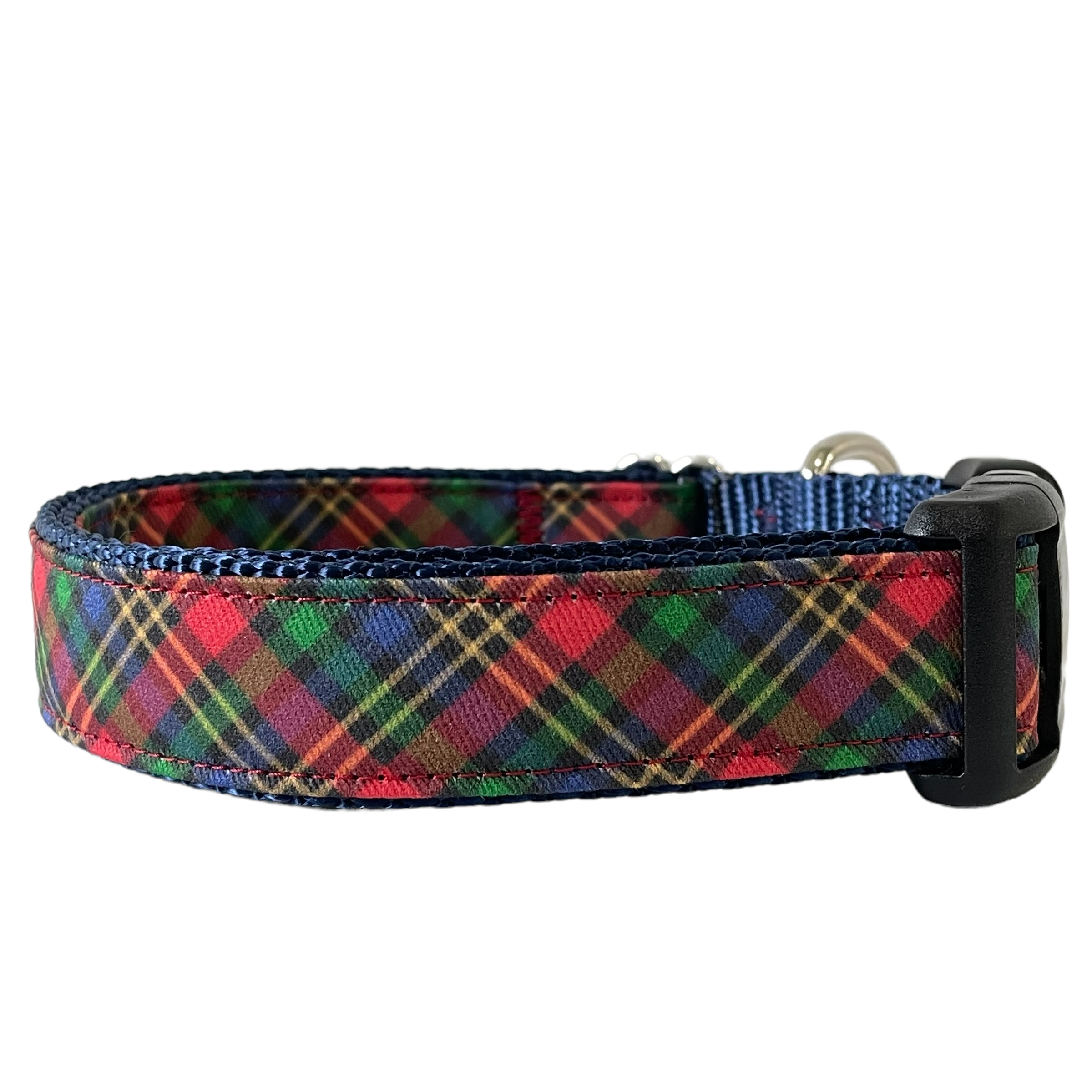 Sew Fetch Dog Co - Wholesale Pet Collar - Dog - Green Red Blue Plaid Dog Collar, Gingham Maine Made1