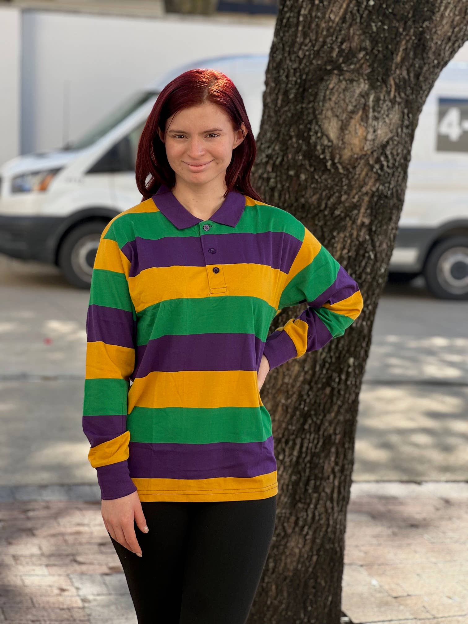 KAPLIN INC dba mardigrasbazaar - Wholesale Polo - Unisex - Adult MG Rugby Shirt (Horizontal Stripes, LS) # 1021