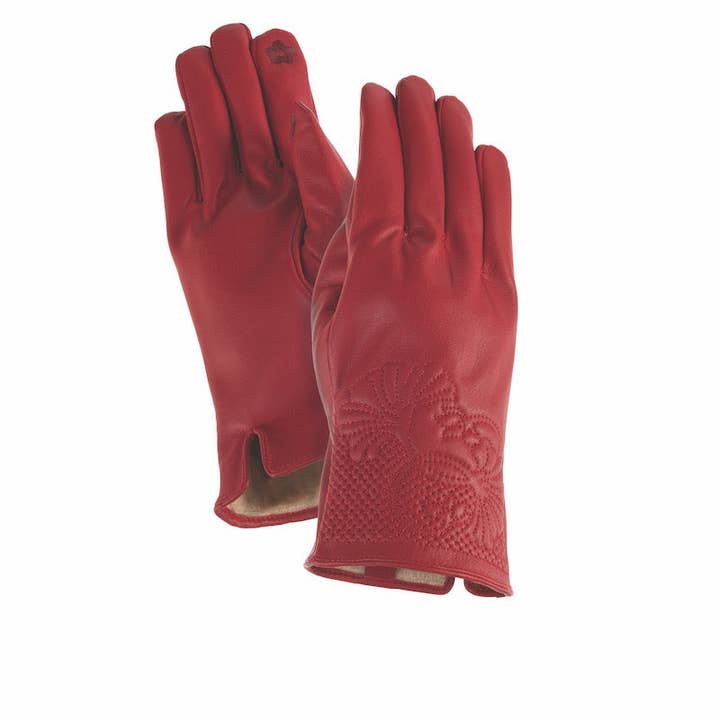 Gants à manchette fleurie - Rouge/Noir pour la vente par Laurel Burch Studios