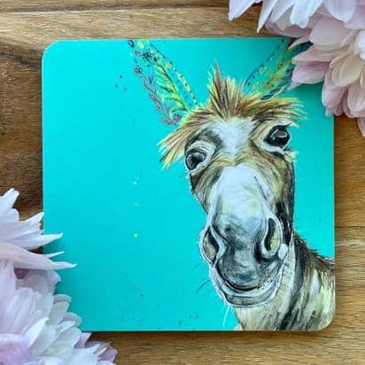 Donkey Beautiful Eco Friendly Cork Coaster | UK Made FSC  for wholesale by Jen Winnett Eco Artist