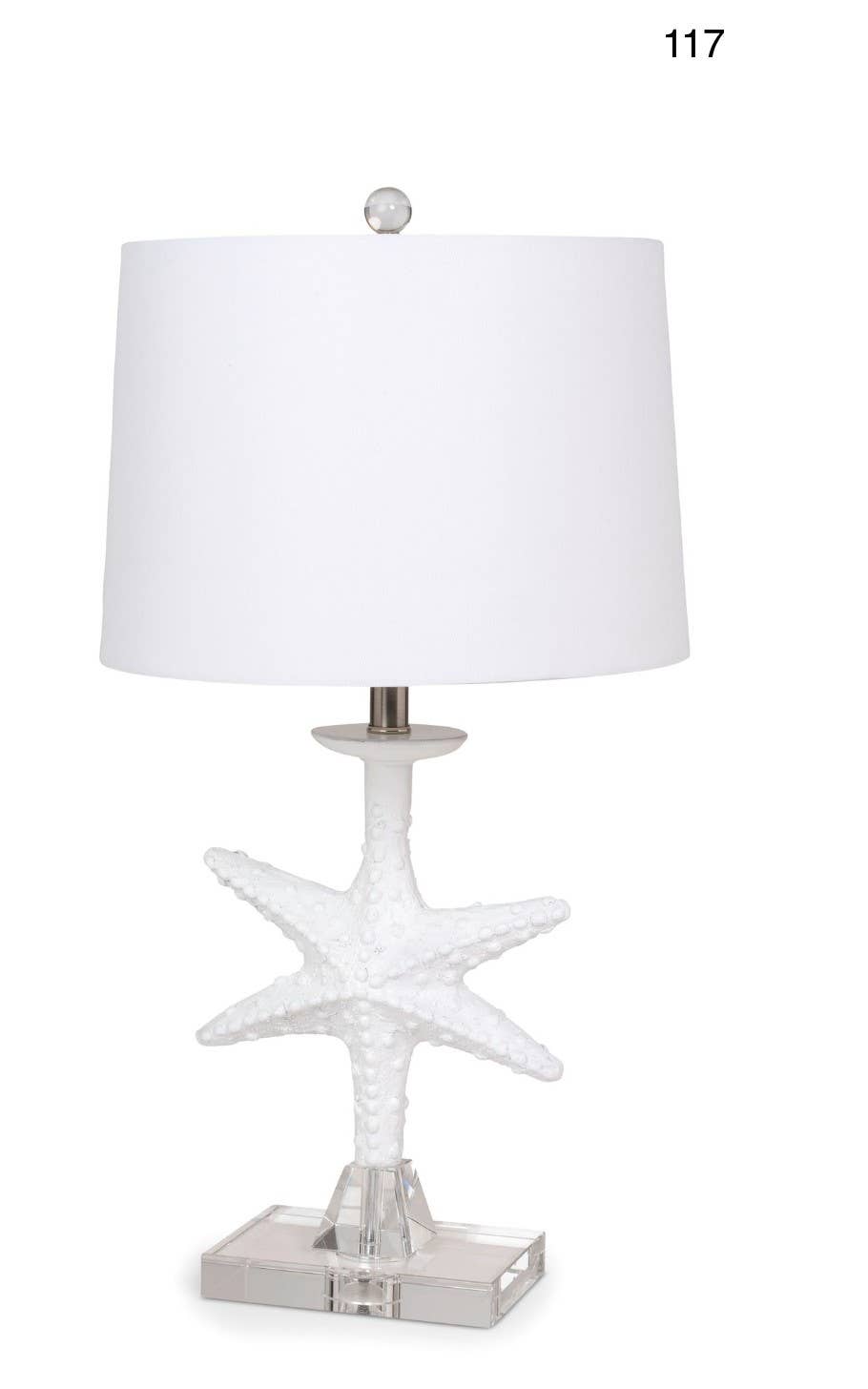 White Coastal Starfish Crystal Base Lamps, 3-Way Switch (2-Pack) for wholesale on Faire3