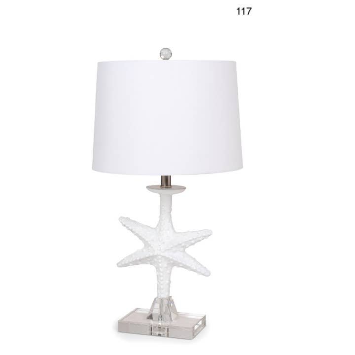 White Coastal Starfish Crystal Base Lamps, 3-Way Switch (2-Pack) for wholesale on Faire3