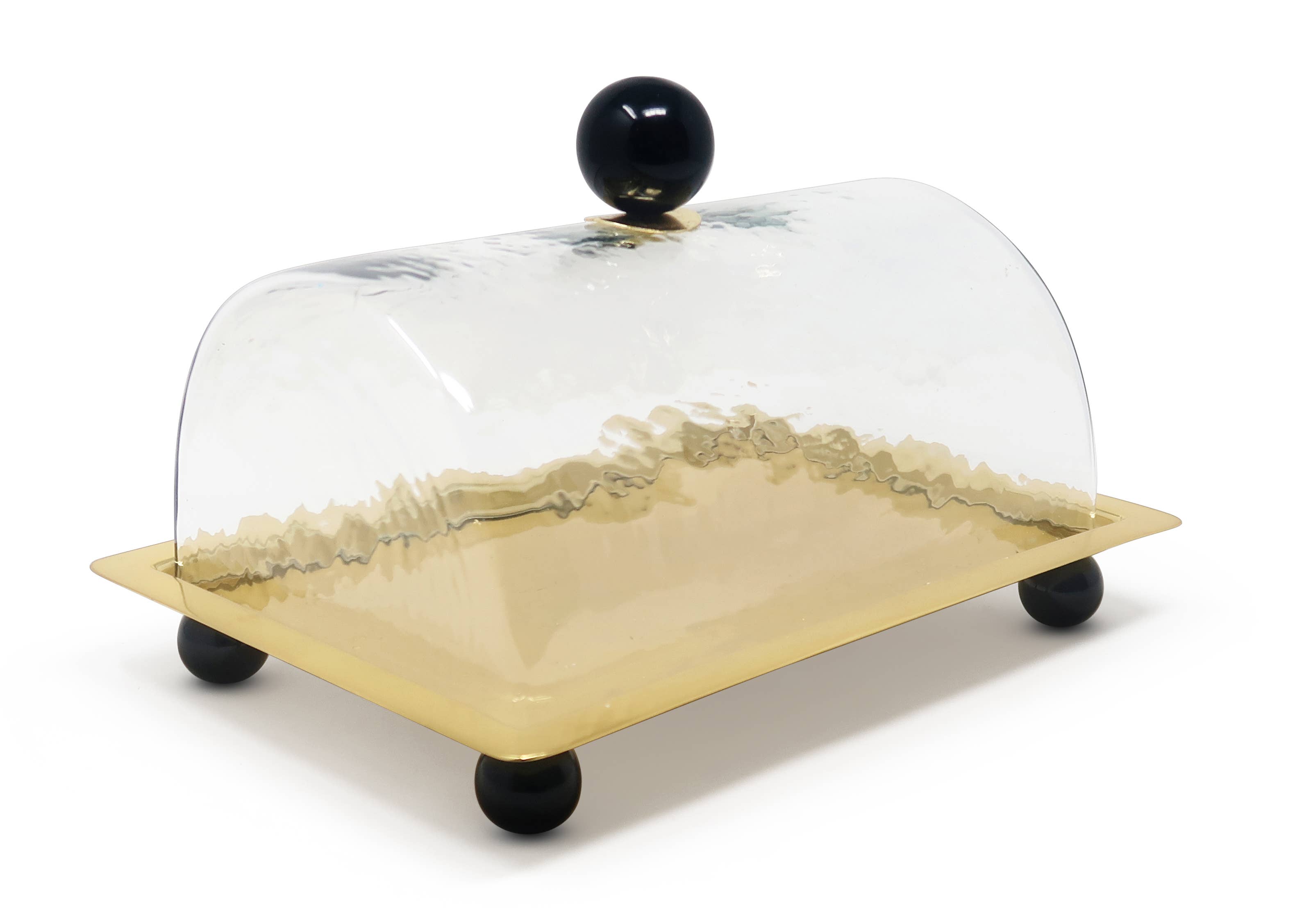 CLASSIC TOUCH DECOR INC. - Wholesale Cake Stand - Rectangle Cake Dome Gold with Ball Knob - 10.2"L7