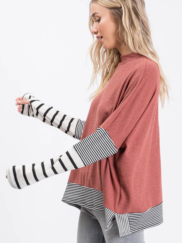 DUSTY PINK LMT1005-1-LONG SLEEVE CONTRAST SHIRT for wholesale on Faire15