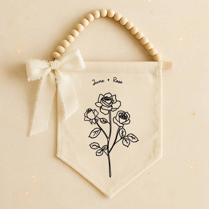 June Birth Month Hang Sign: Rose Flower for wholesale by Hunny Prints