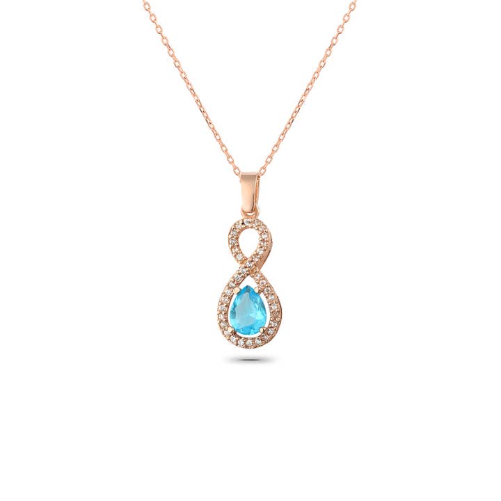 Blue Zircon Eternity hanger 925 sterling zilver roségouden sieraden voor dames voor wholesale door Azuris Silver