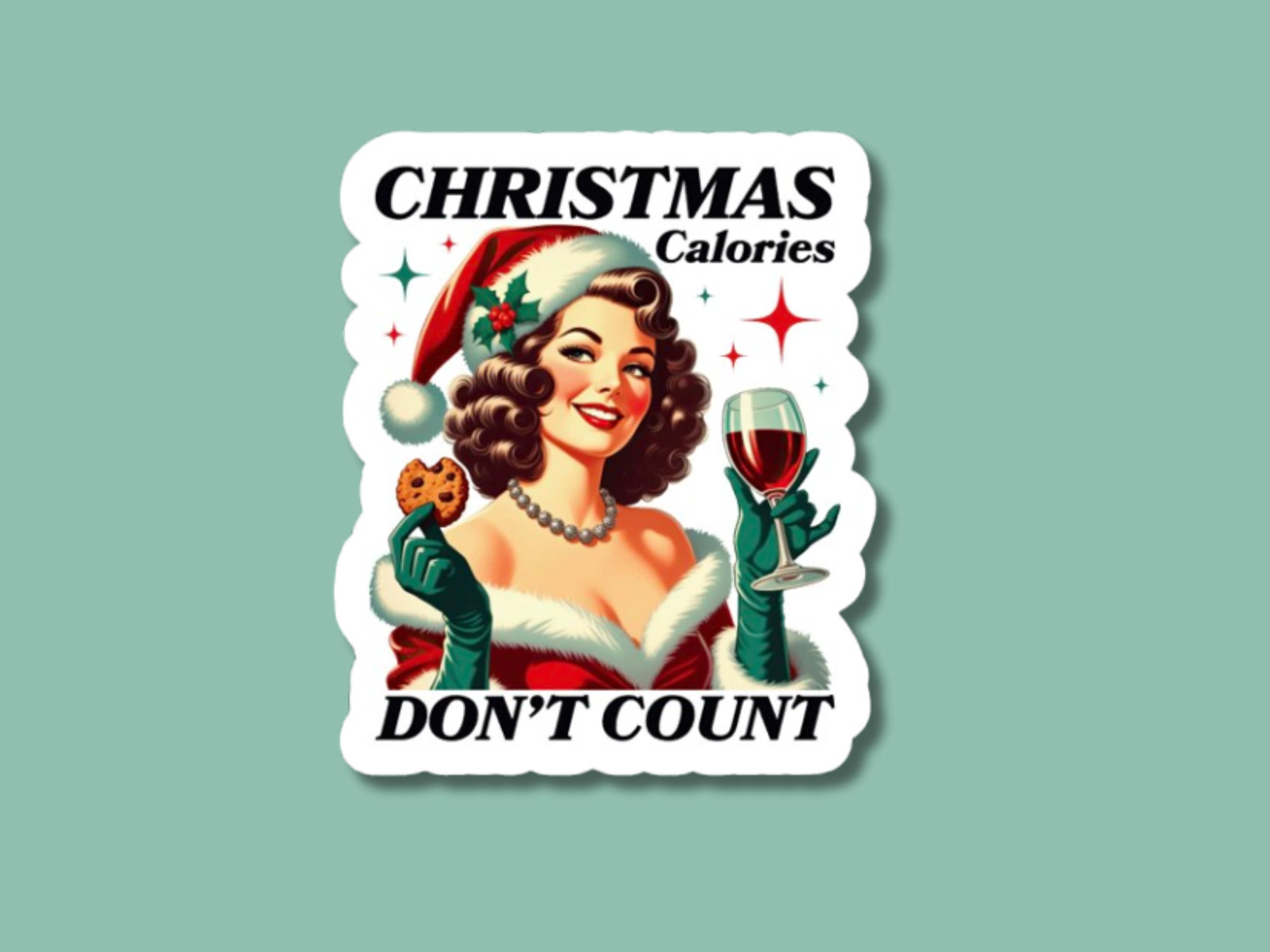 The Vinyl Rose – wholesale Sticker – Christmas Calories Don't Count Sticker, Holiday Stickers0