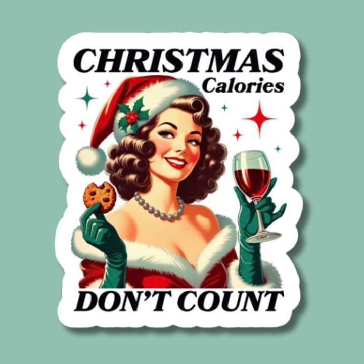 Weihnachtsaufkleber „Kalorien zählen nicht“, Feiertagsaufkleber für den Großhandel von The Vinyl Rose