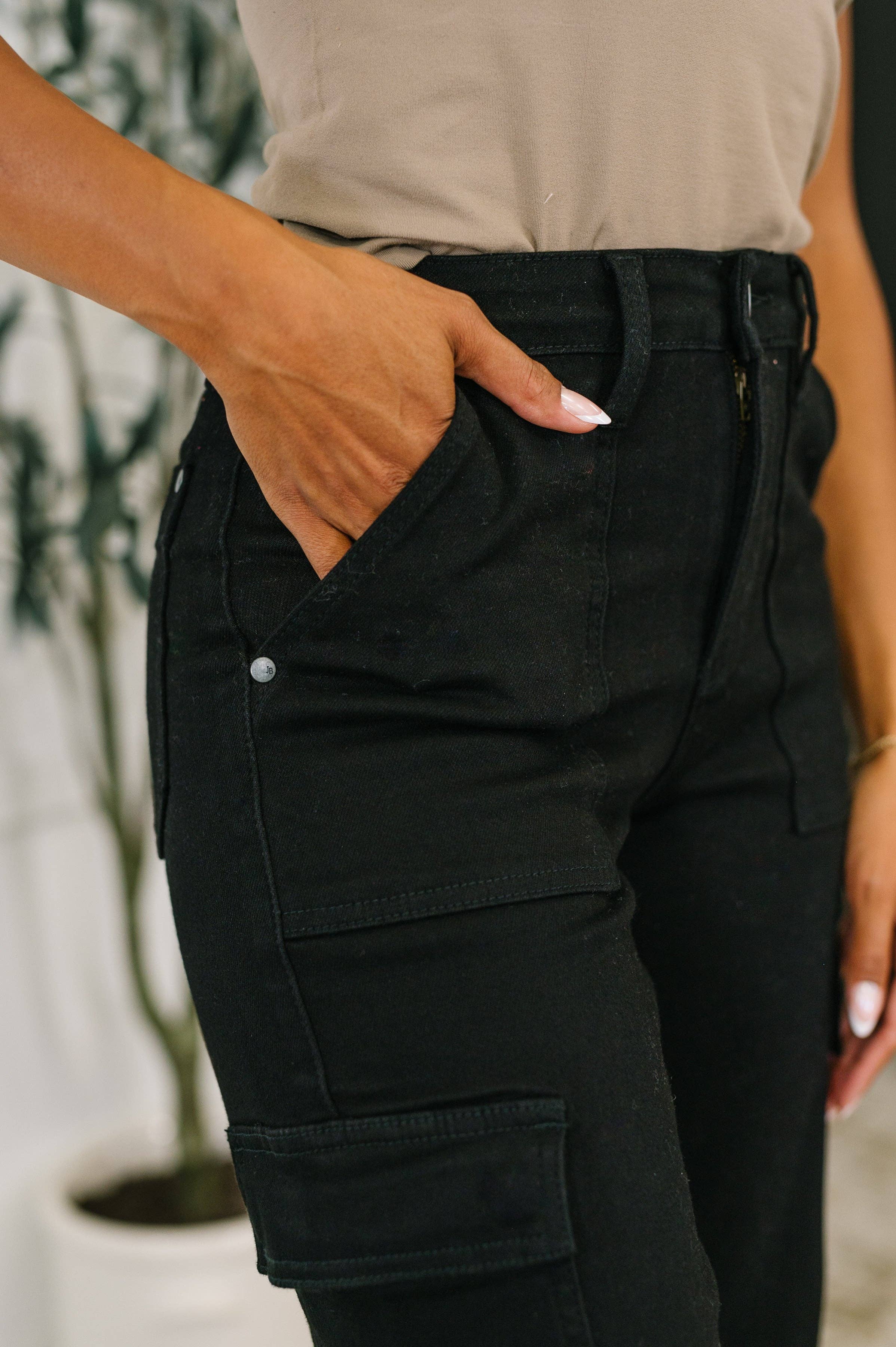 Avenue Wholesale - Wholesale Pants - Women's - High Waist Cargo Wide in Black1