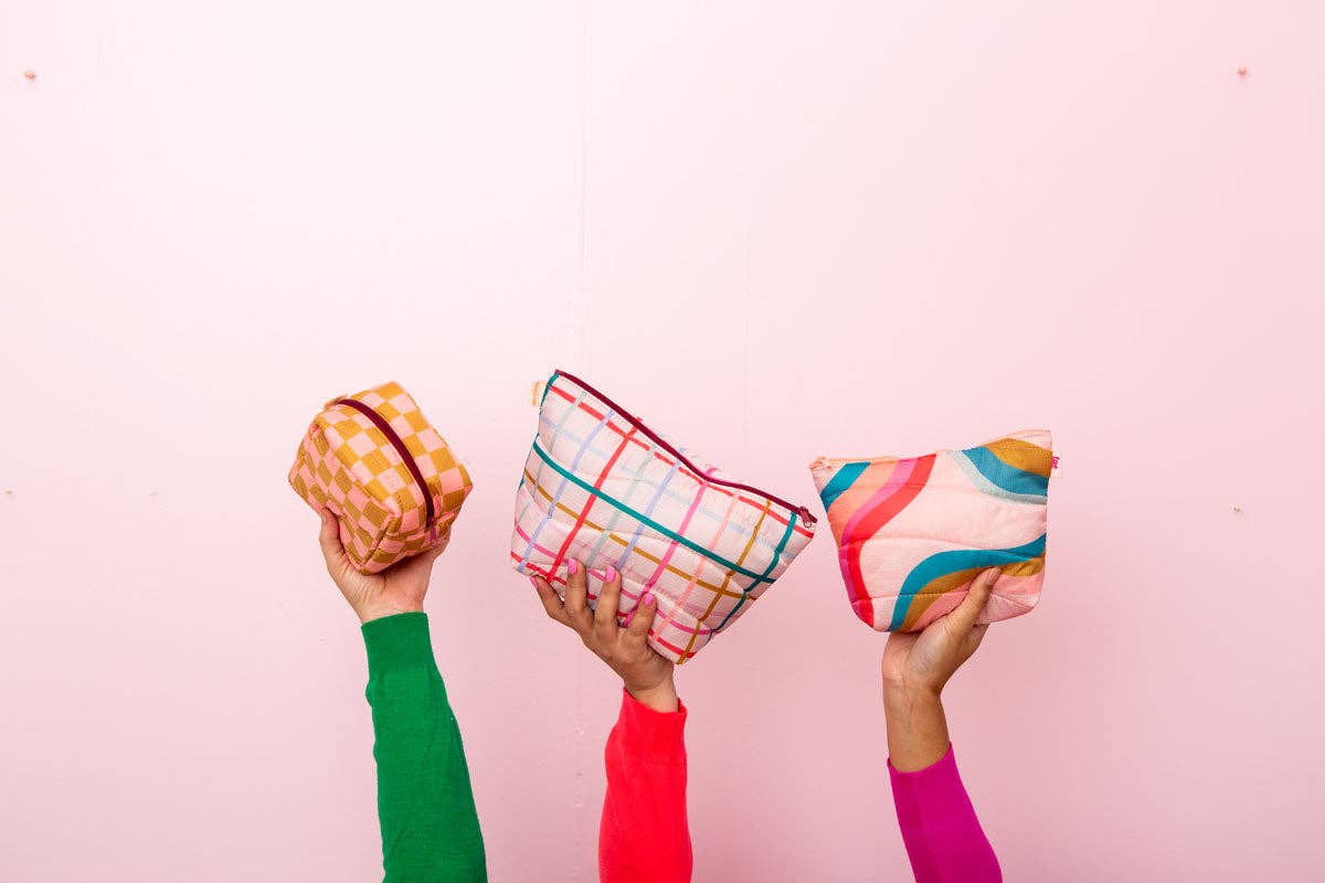 Temmelig Plaid Pretty Plaid Puffy Tweedle Dum Makeup-taske for engroshandel på Faire5