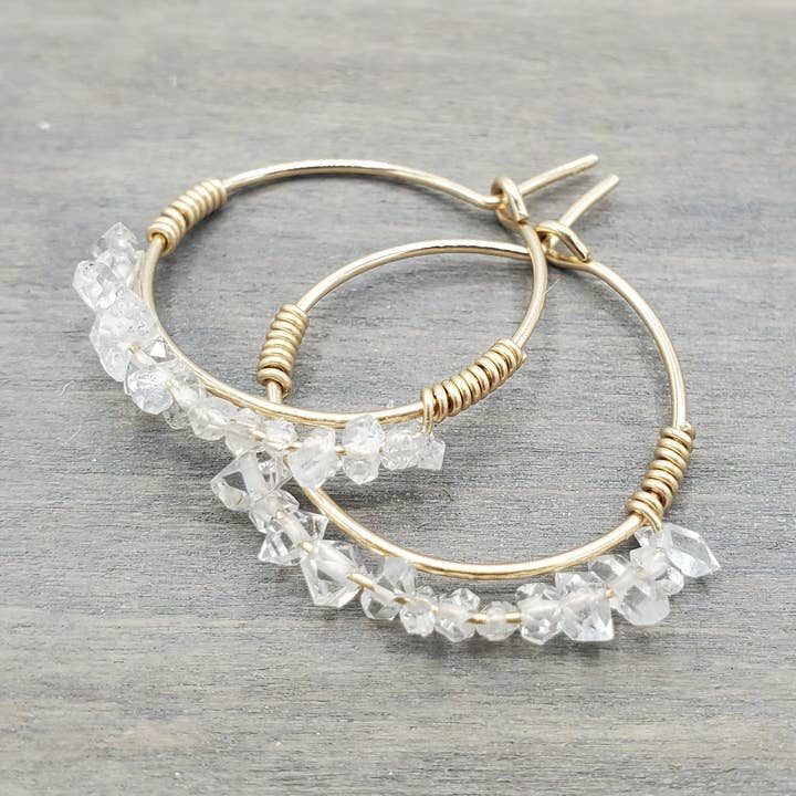 Herkimer Diamond Pärlstav Mini Hoops för wholesale av Tela Bella Jewelry