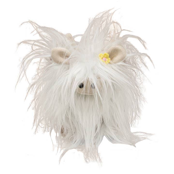 Bright Ideas - Wholesale Decorative Tabletop Object - White Fluffy Bobbing Highland Cow