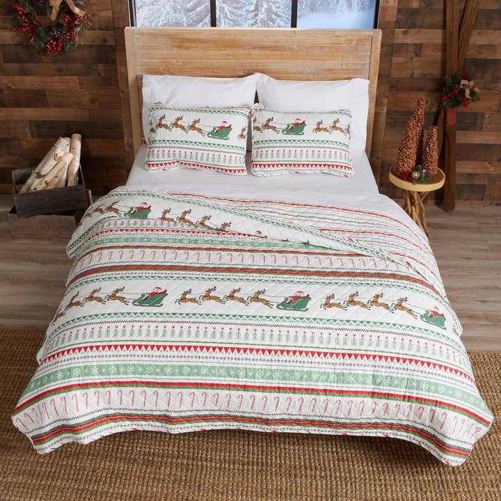 Quilt & Sham Set - Christmas Printed - Festive Collection for wholesale by BH Collective