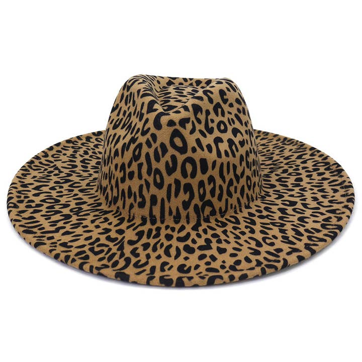 Suzie Q USA - Wholesale Fedora - Women's - Big Brim Peach Heart Top Leopard Jazz Fedora Hat14