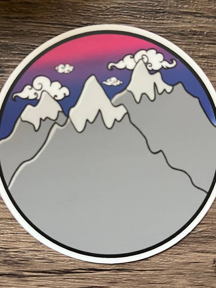 Bi Pride Sunset Sticker, glänzender Aufkleber für Laptop, Auto, Wasserflasche, Skateboard und Handyhülle für den Großhandel von Murder of Crows Studio