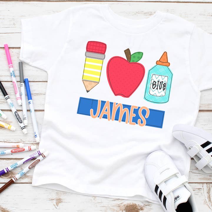 Personalized Pencil Apple Glue // SCHOOL for wholesale by Lucky Llama Creations