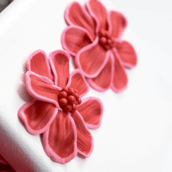 Studio Niani - Wholesale Dangle Earrings - Red Flower Earrings, Statement Clay Earrings, Polymer Clay3