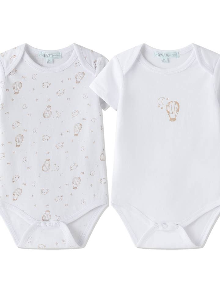 Baby rompertjes jongen ronde hals korte mouw set van 2 BBV76082 voor wholesale door Newness Kids