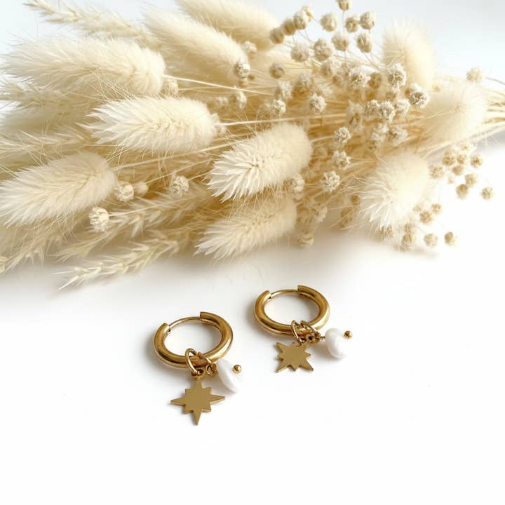 White Jade Stone Earrings for wholesale by Produtos Namasté