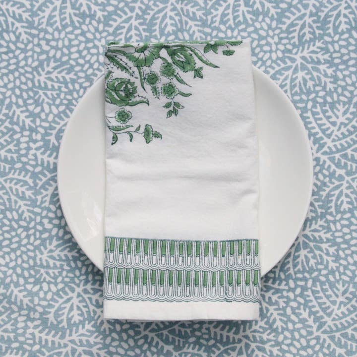 Rozablue - Wholesale Dinner & Cloth Napkin - Handmade cotton Napkin Varmala green