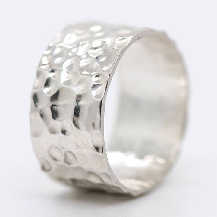 Deep Texture Silver Band Ring for wholesale by MorphiArtForge