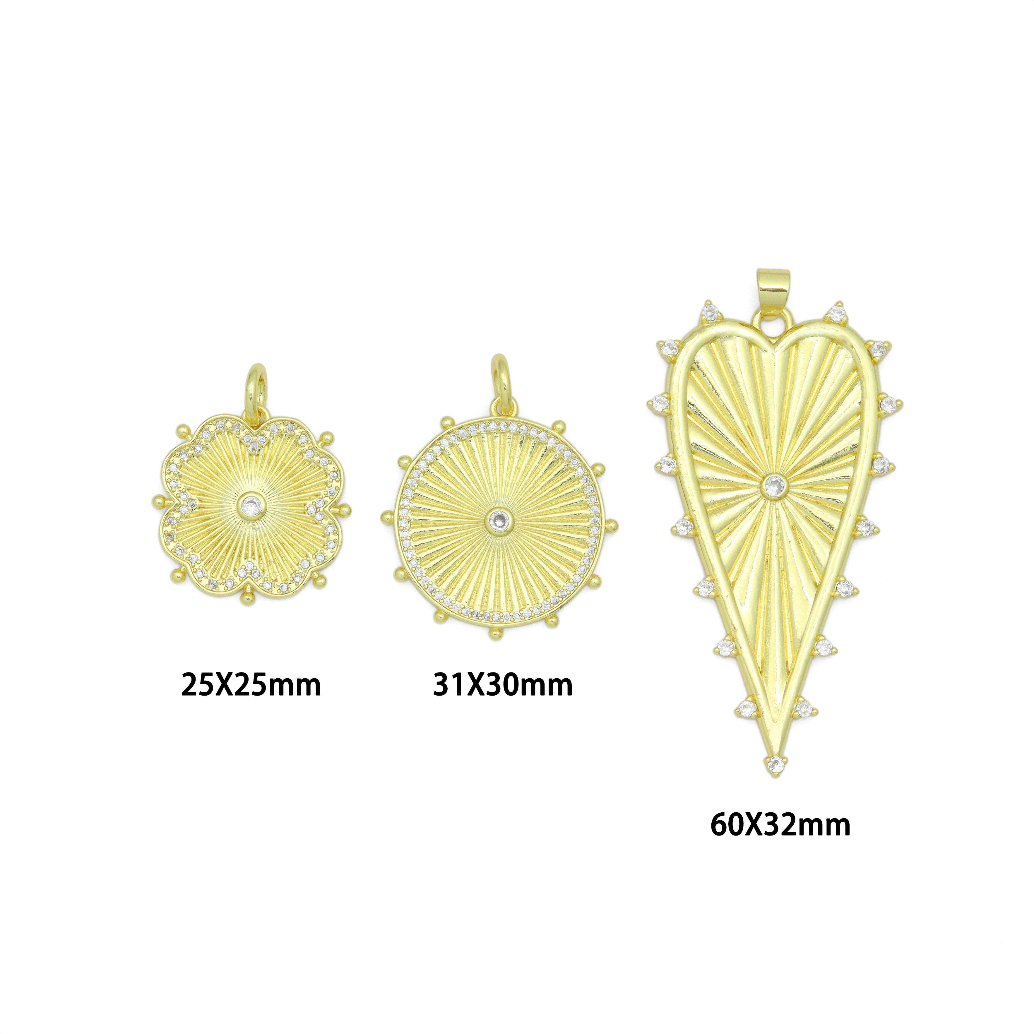 BestBeads&Beyond - Wholesale Individual Charm/Pendant - Petal Sunburst, Radiant Cirle, Heartburst Charm Pendant, Sku#LK12934