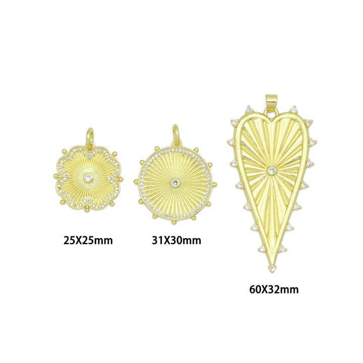 BestBeads&Beyond - Wholesale Individual Charm/Pendant - Petal Sunburst, Radiant Cirle, Heartburst Charm Pendant, Sku#LK12934