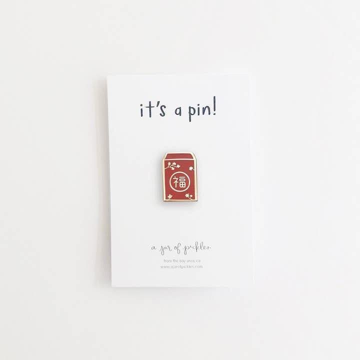 Lunar New Year Lucky Red Envelope Pin for wholesale by A Jar Of Pickles