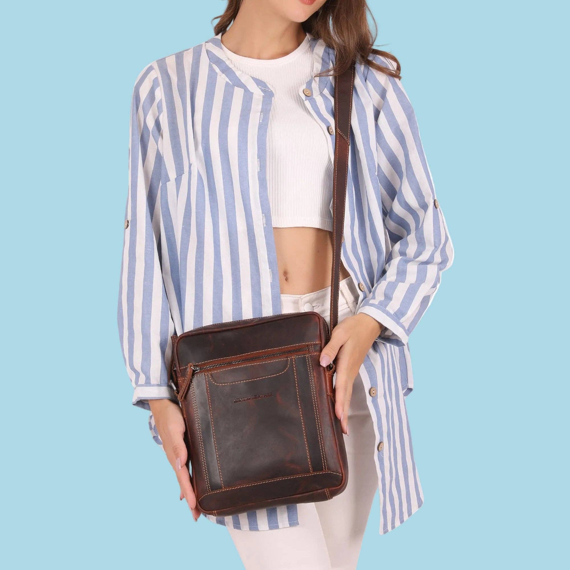 Minori Leather - Wholesale Messenger Bag - Unisex - Tokyo Leather Shoulder Bag – Unisex – Chestnut2