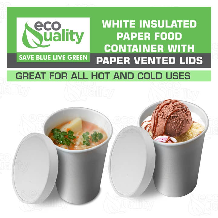 EcoQuality - Wholesale Disposable cup - 32Oz Disposable White Paper Soup Containers Ice-Cream Paper5