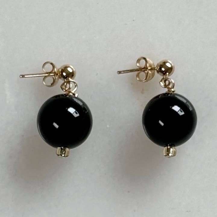 Droplet Onyx Stud Earrings - Gold for wholesale by Sea + Pattern