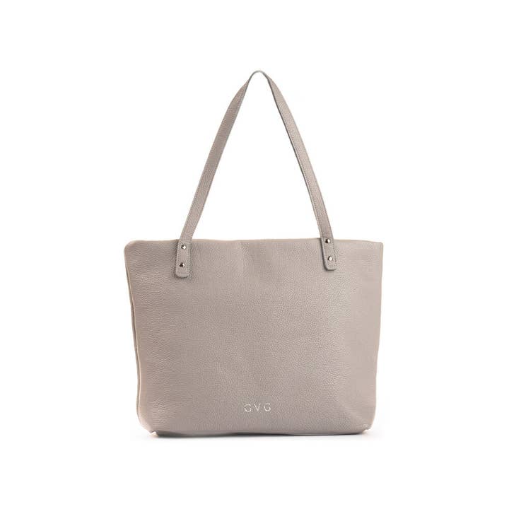Leather Tote - Grey & Violet for wholesale by GVG Accessories