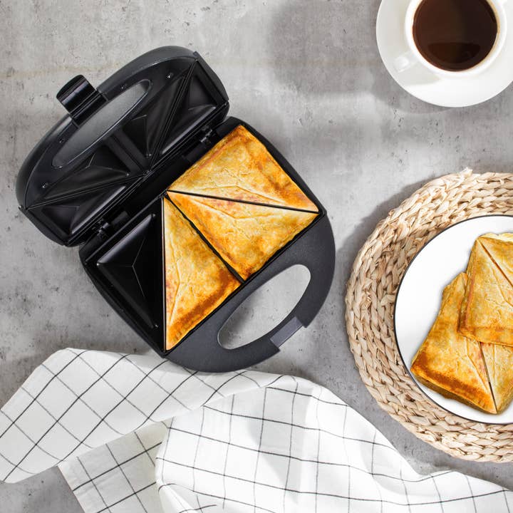 HOLSTEIN HOUSEWARES 2-SECTION SANDWICH MAKER GRILL - Black for wholesale on Faire