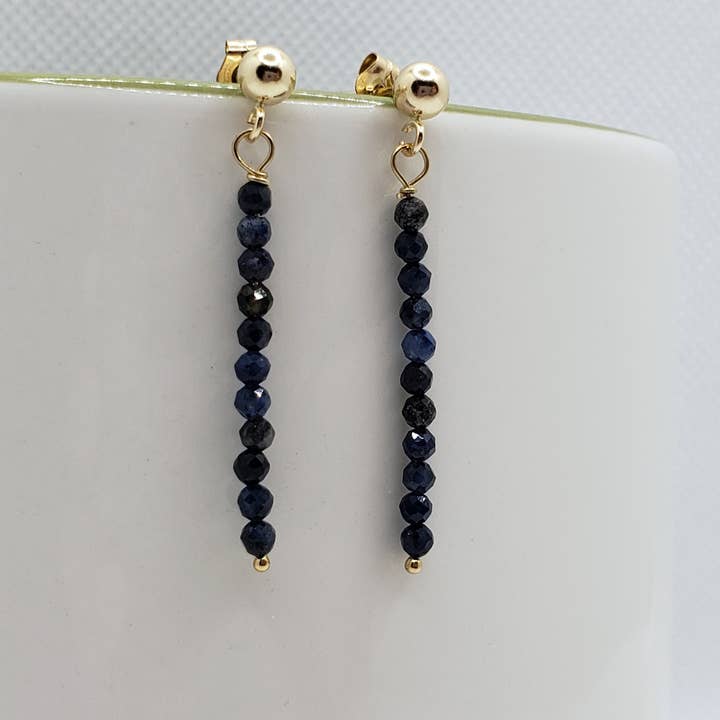 Minimalist Bar Earrings - Sapphire for wholesale by Divine Dragon Designs