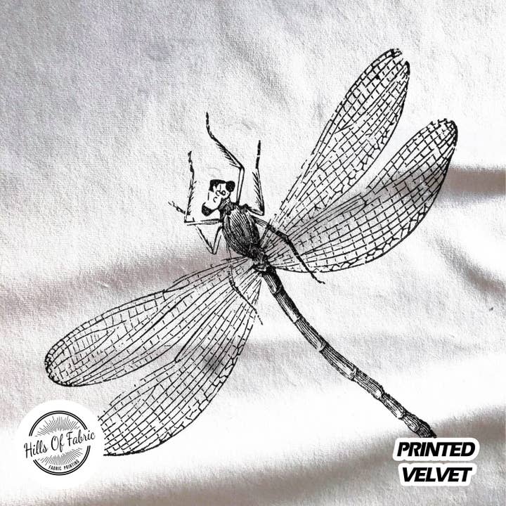 Black And White Dragon Fly Printed Fabric Panel for wholesale by Hills Of Fabric