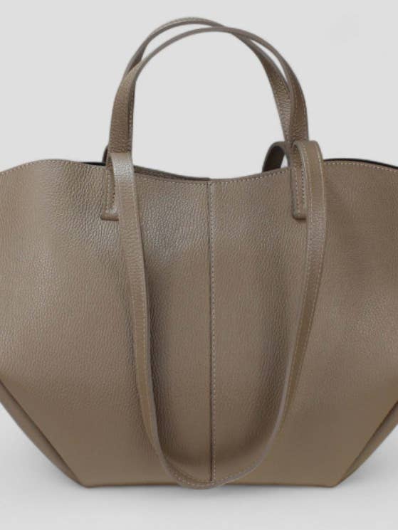 041TA Italian Leather Taupe Travel Bag w/ Leather Pouch for wholesale by JIJOU CAPRI