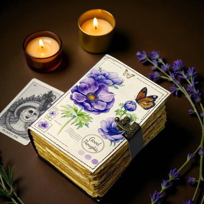 Leatherooze - Vente Journal intime - Journal en cuir floral avec serrure – Journal vintage botanique1