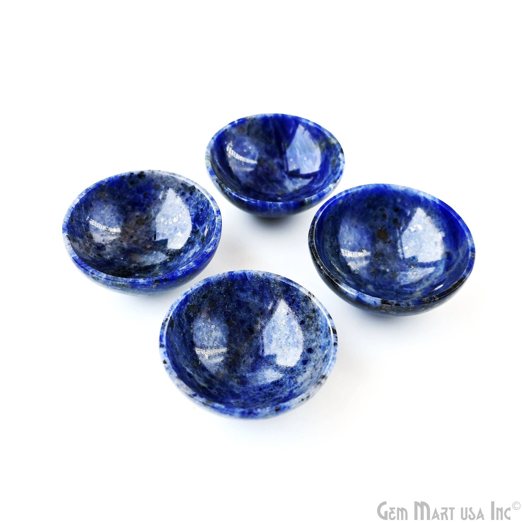 GemMartUSA – wholesale Decorative plate/dish/bowl – Natural Lapis Mini Carved Gemstone Bowl Cup 2 inch6