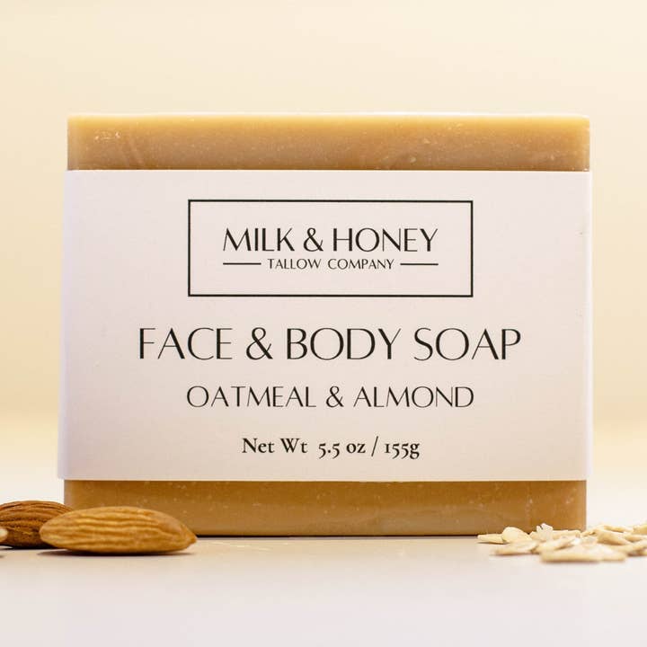 Savon au suif + lait de chèvre - Avoine & Amande pour la vente par Milk & Honey Tallow Company