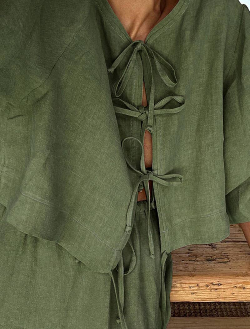 EmberLoom – wholesale Top & skirt set – Women's – Relaxed Tie-Front Top with Skirt Set6