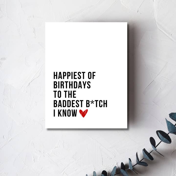 Happy Birthday Baddie Greeting Card for wholesale by Urban Belle Designs