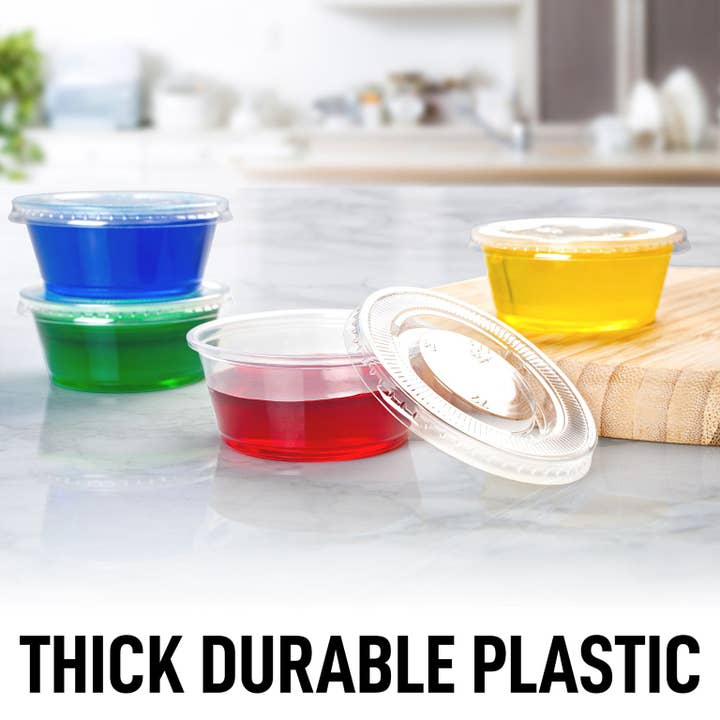 Zulay Kitchen - Wholesale Food Storage Container - Clear Jello Shot Cups with Lids - Plastic Portion Cup